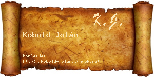 Kobold Jolán névjegykártya