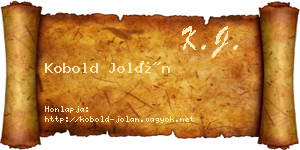 Kobold Jolán névjegykártya